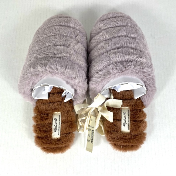 NWT Madewell Colorblock Quilted Scuff Slippers in Recycled Faux Fur - Picture 3 of 7
